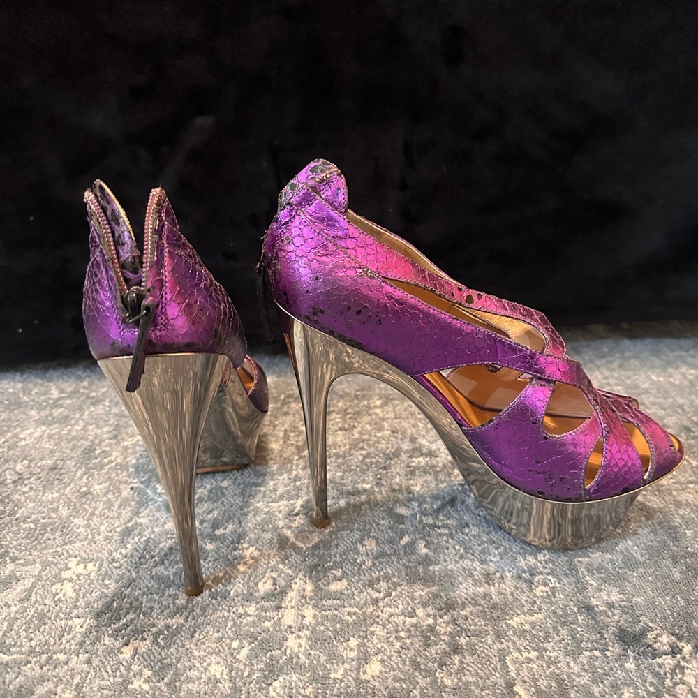 Giuseppe Zanotti Python Skin Platform Pumps Rare … - image 4